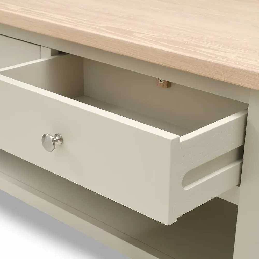 Chester Coffee Table with Drawers - Limestone, Oak