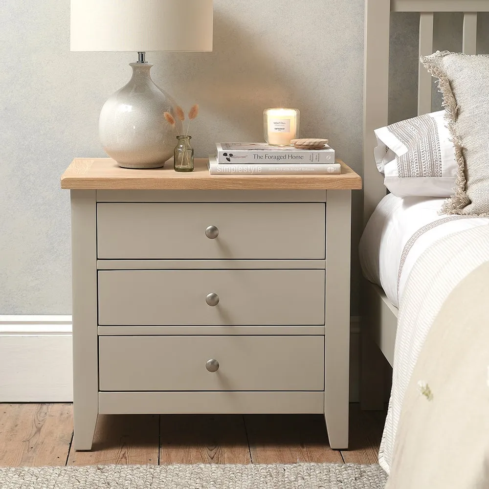Chester Jumbo Bedside Table - Limestone, Oak