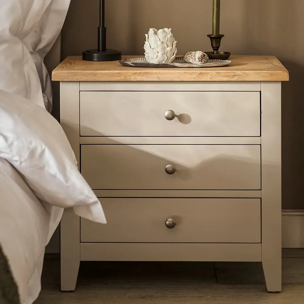 Chester Jumbo Bedside Table - Limestone, Oak