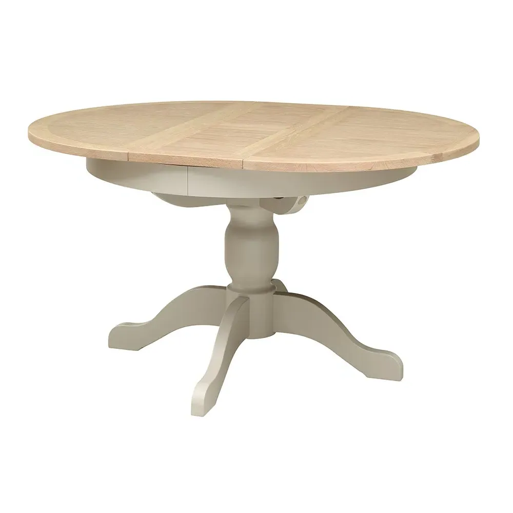 Chester Limestone Round Extending Dining Table - Oak