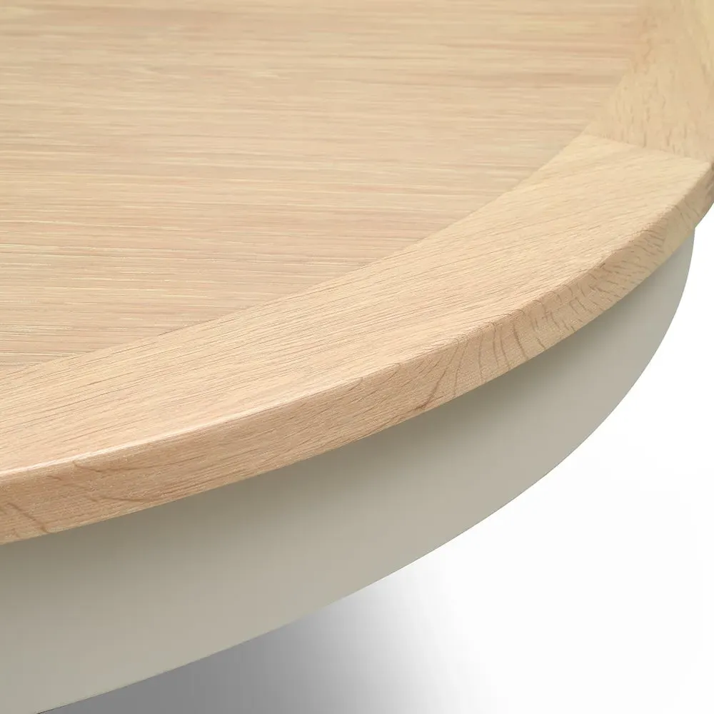 Chester Limestone Round Extending Dining Table - Oak