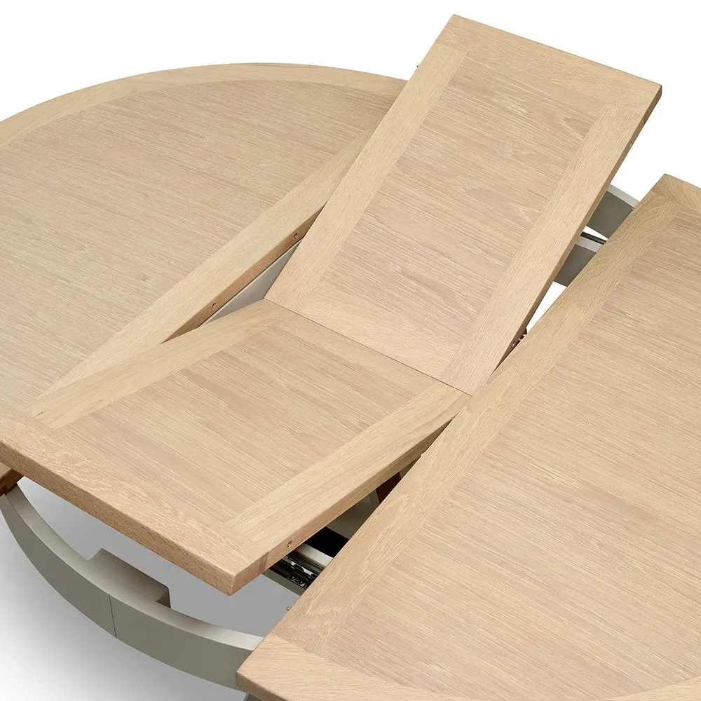 Chester Limestone Round Extending Dining Table - Oak