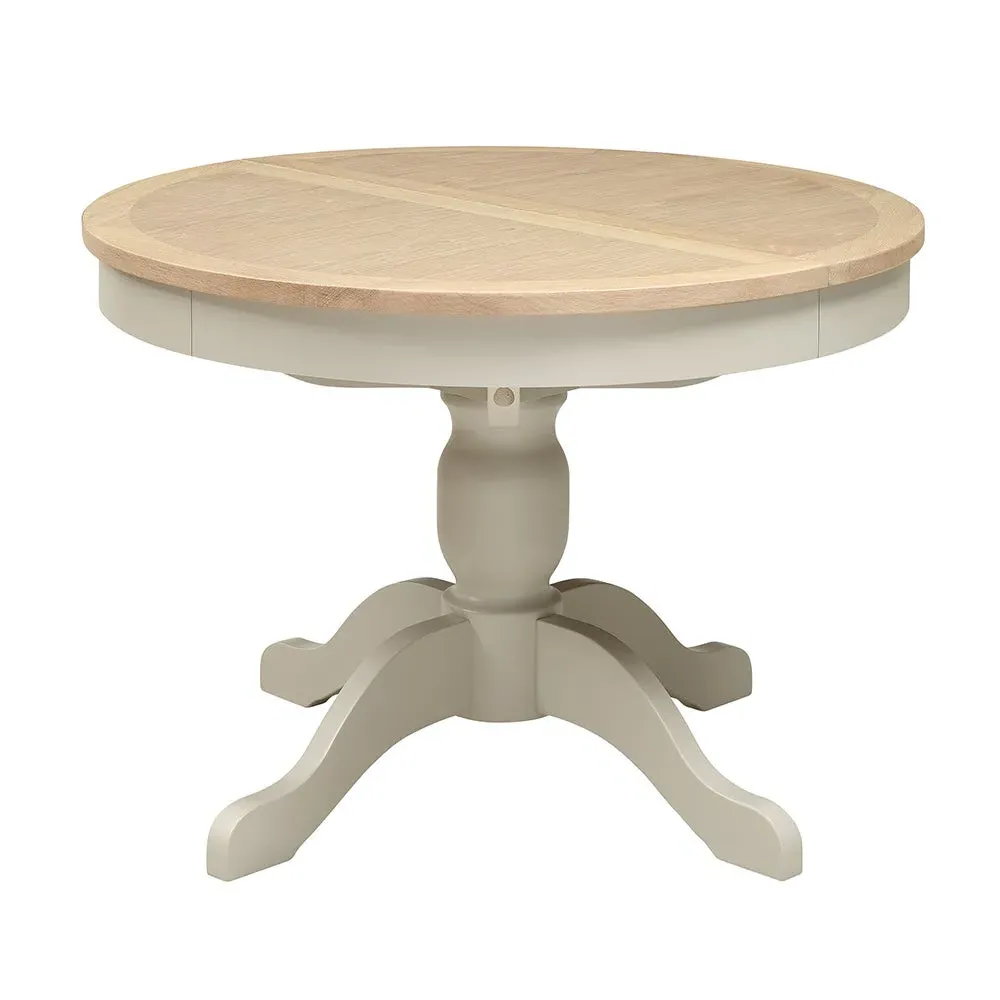 Chester Limestone Round Extending Dining Table - Oak