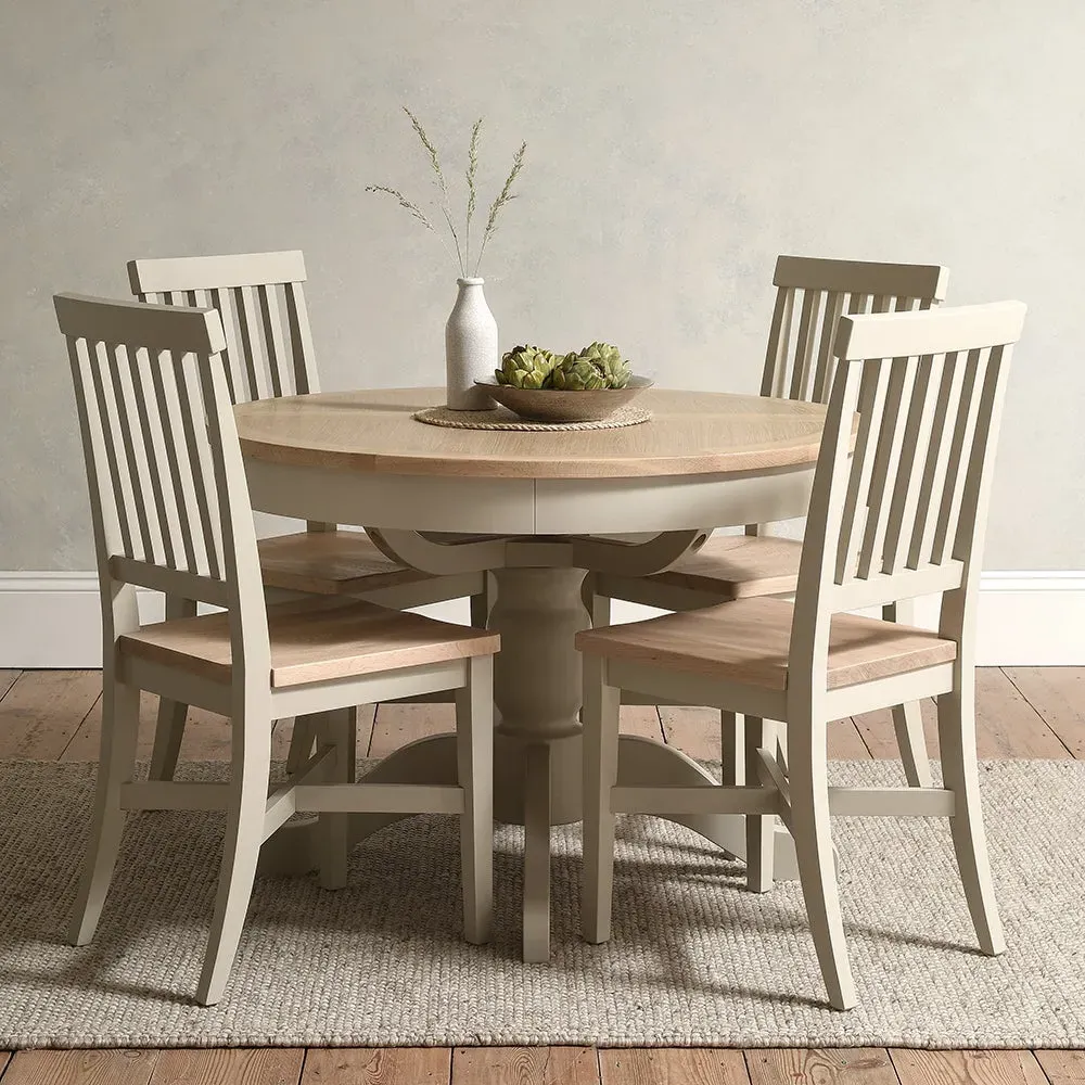 Chester Limestone Round Extending Dining Table - Oak