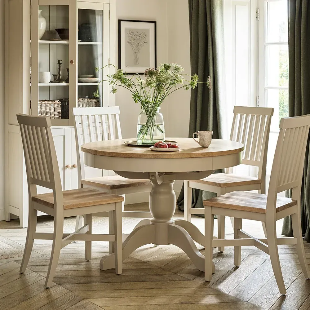 Chester Limestone Round Extending Dining Table - Oak image
