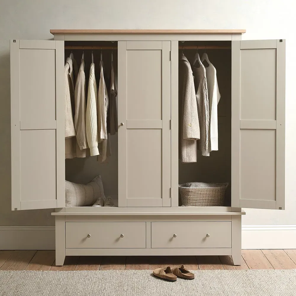 Chester Triple Wardrobe - Limestone, Oak