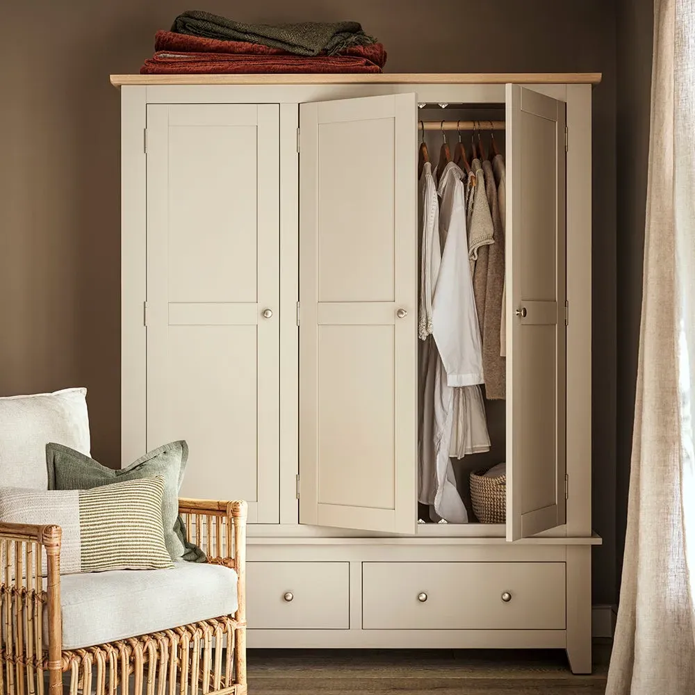 Chester Triple Wardrobe - Limestone, Oak