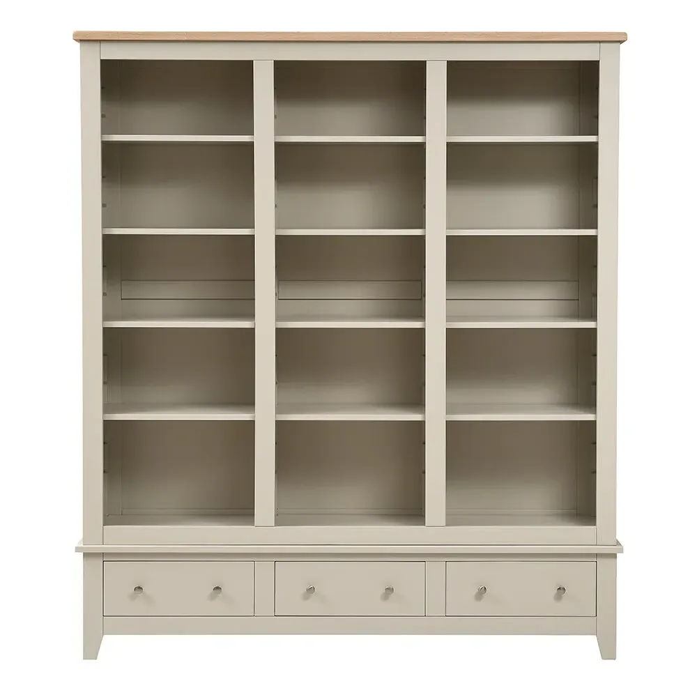 Grand Bookcase with Storage - Limestone, Oak