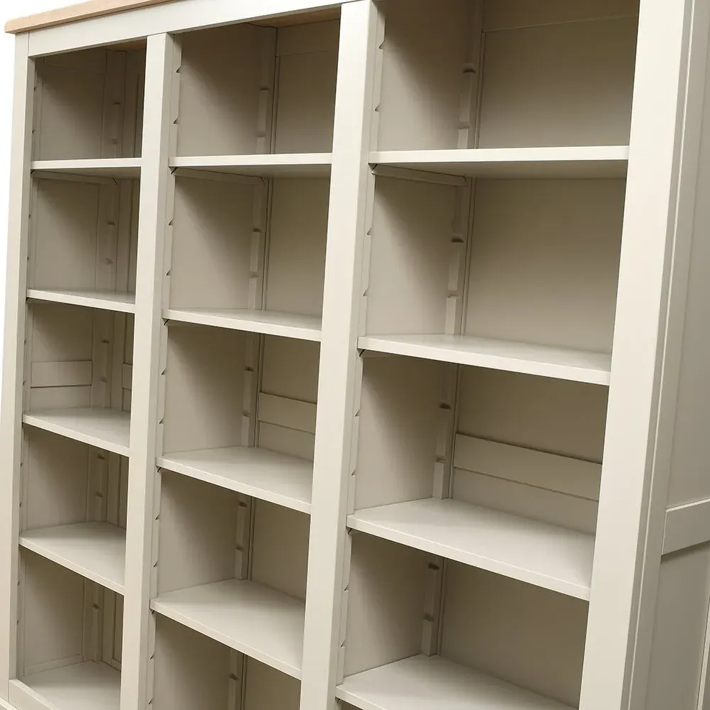 Grand Bookcase with Storage - Limestone, Oak