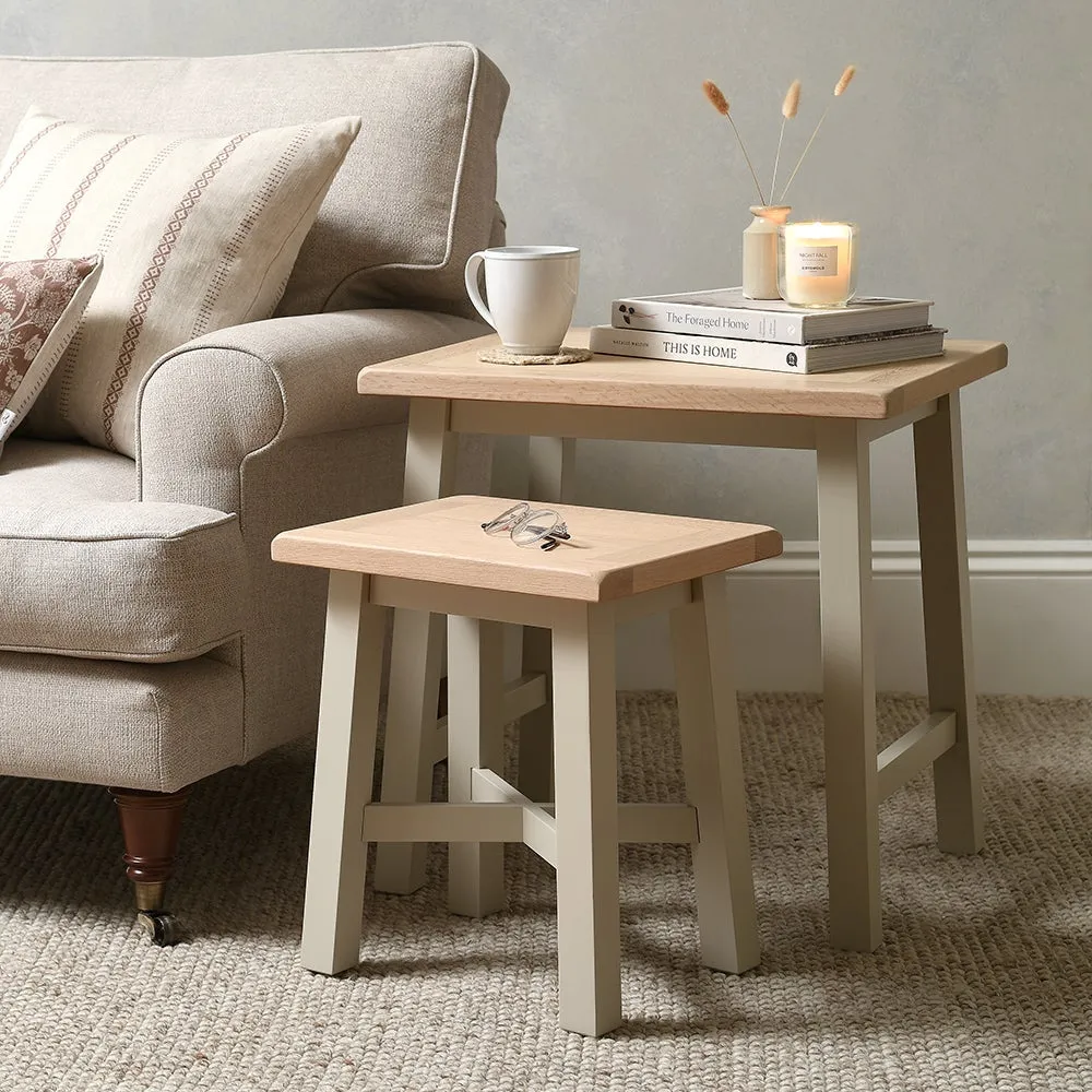 Nest of Tables - Limestone, Oak