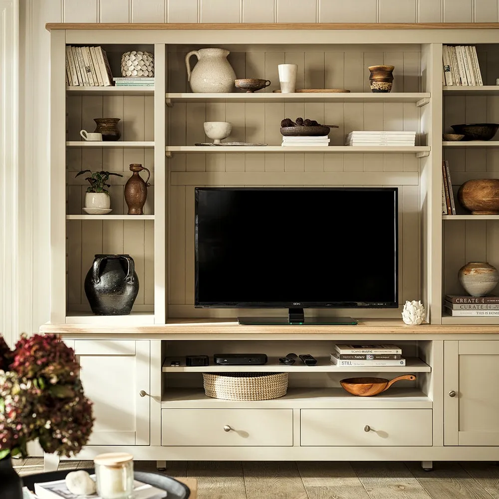 TV Stand Topper with Storage - Limestone, Oak