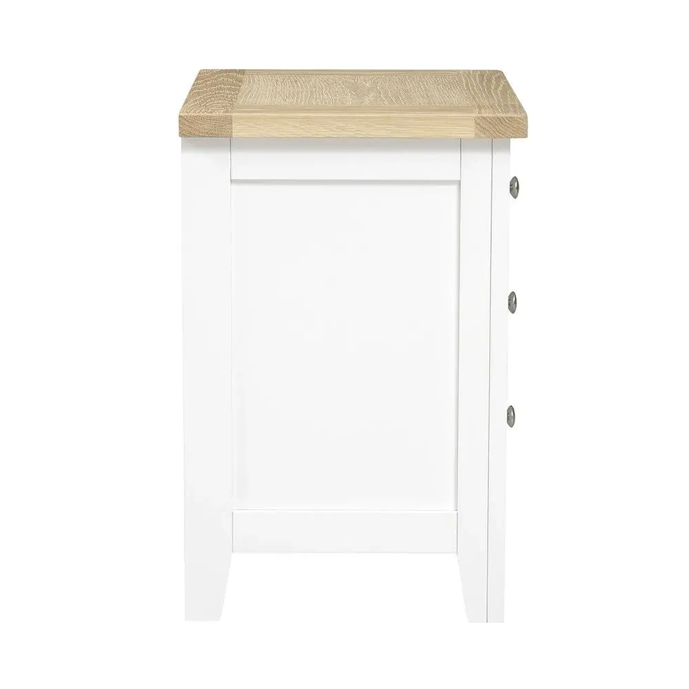3 Drawer Bedside Table - White, Oak