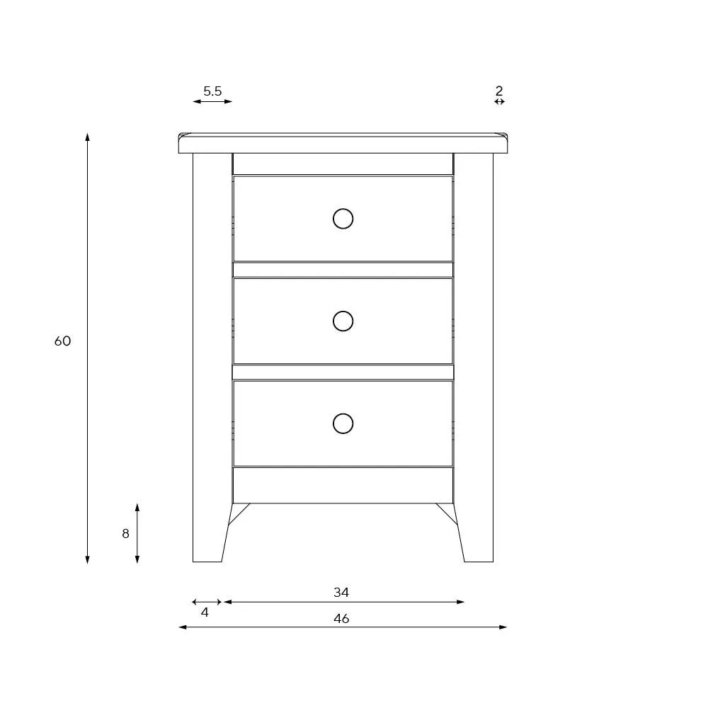 3 Drawer Bedside Table - White, Oak