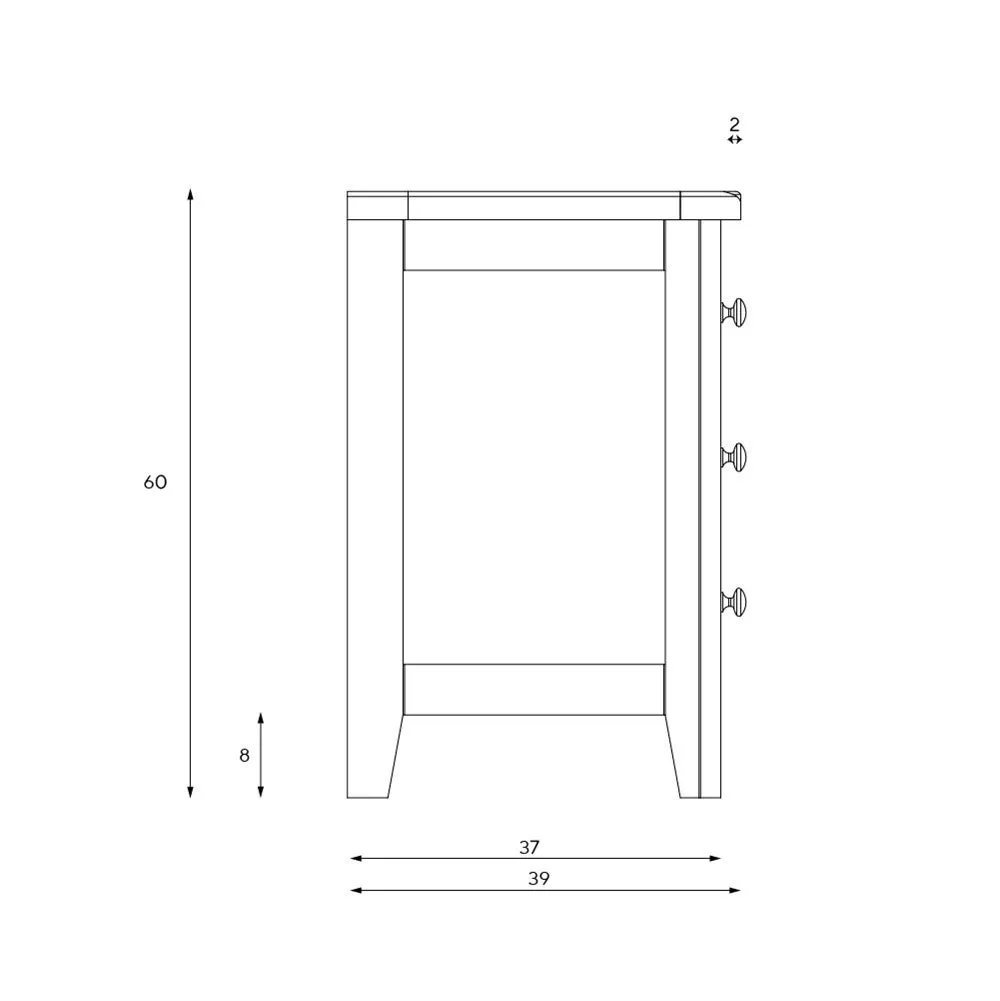 3 Drawer Bedside Table - White, Oak