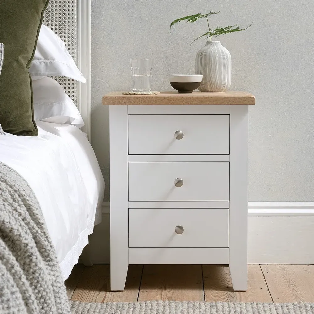 3 Drawer Bedside Table - White, Oak