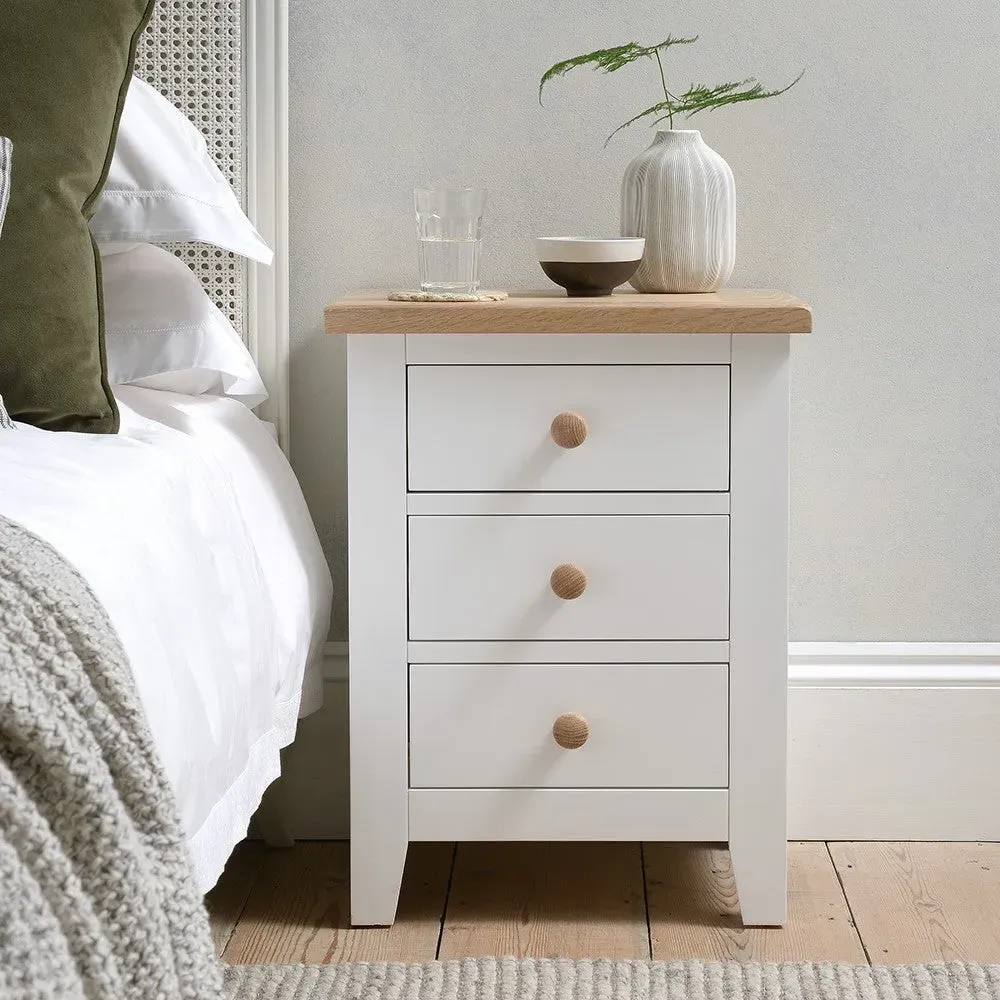 3 Drawer Bedside Table - White, Oak image