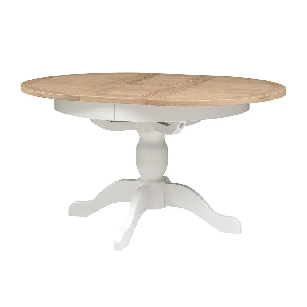 4-6 Seater Round Extending Dining Table - White, Oak
