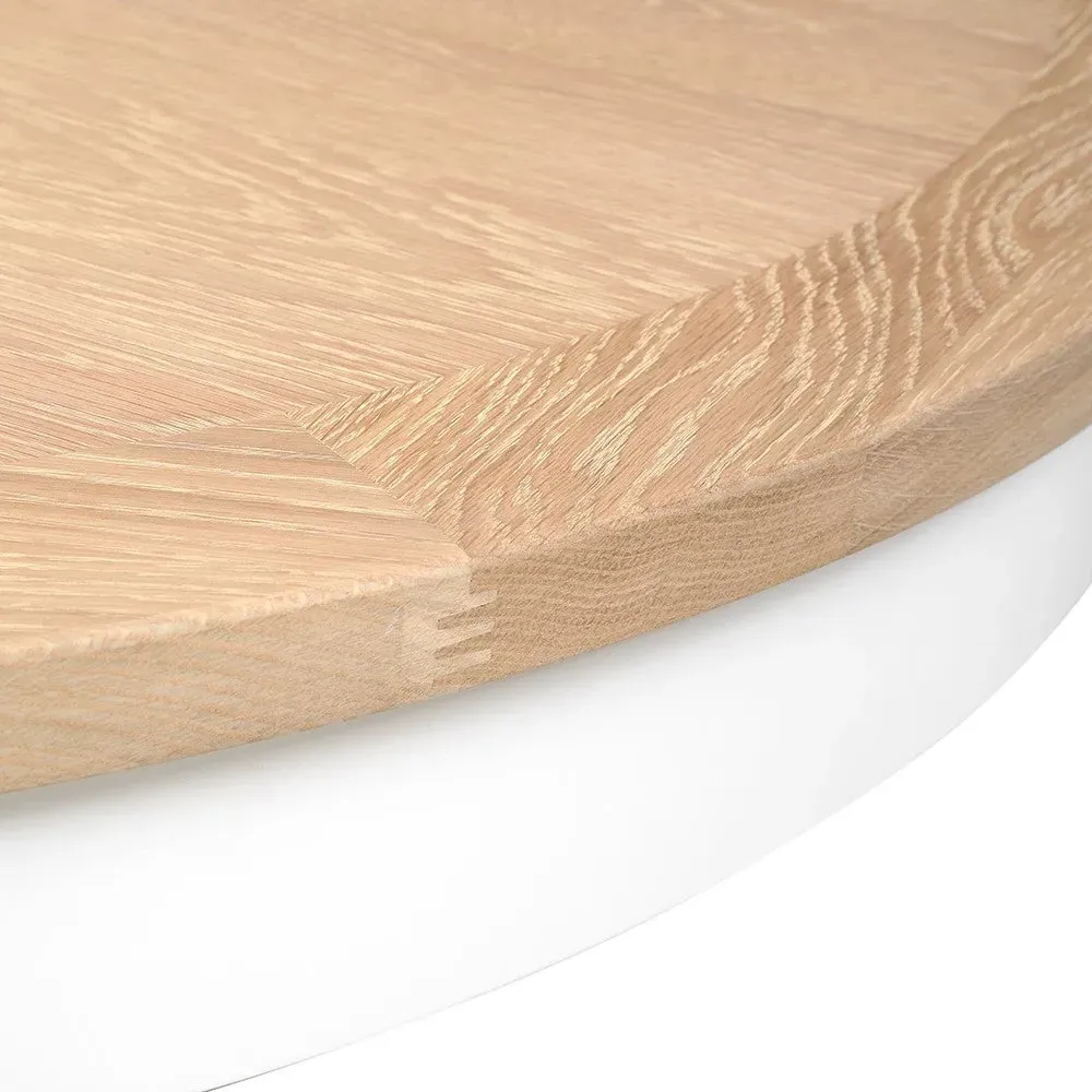 4-6 Seater Round Extending Dining Table - White, Oak