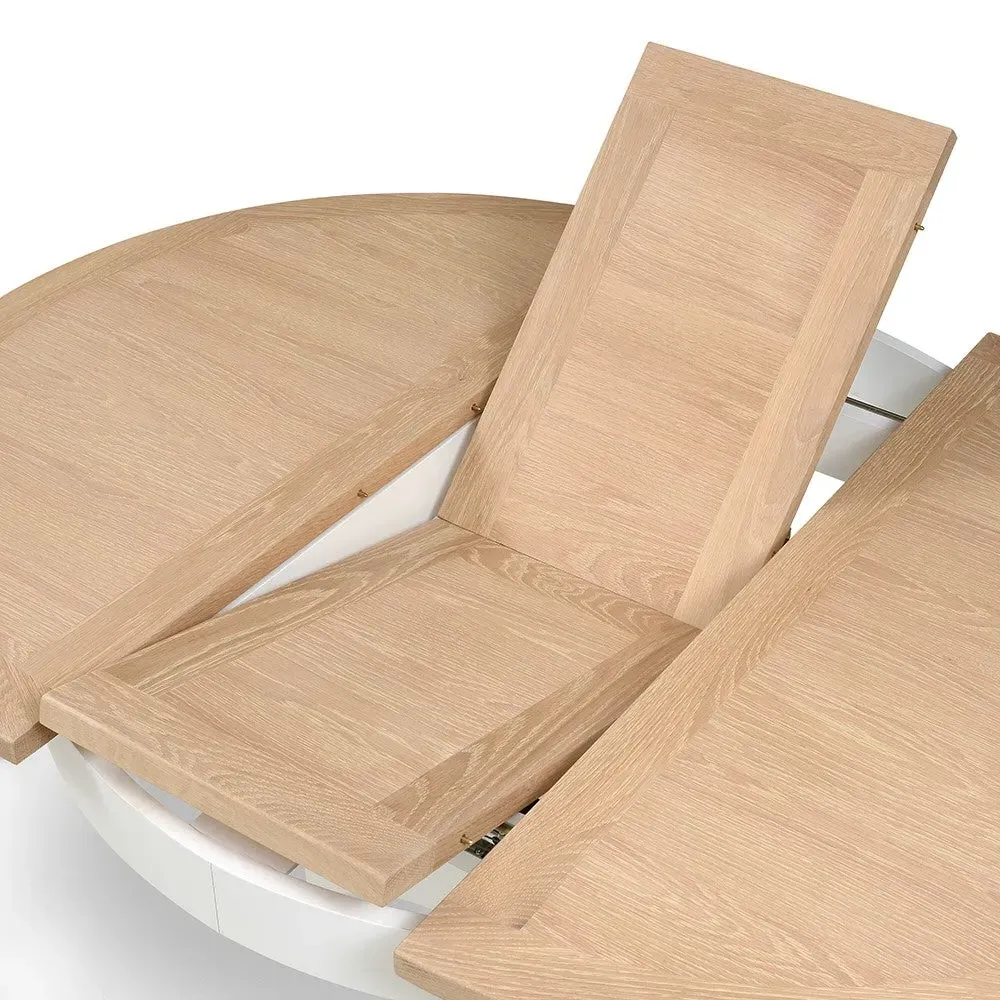 4-6 Seater Round Extending Dining Table - White, Oak