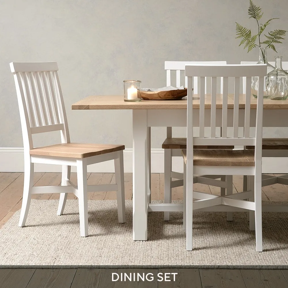 6-10 Seater Extendable Dining Table and 6 Chairs - White, Oak