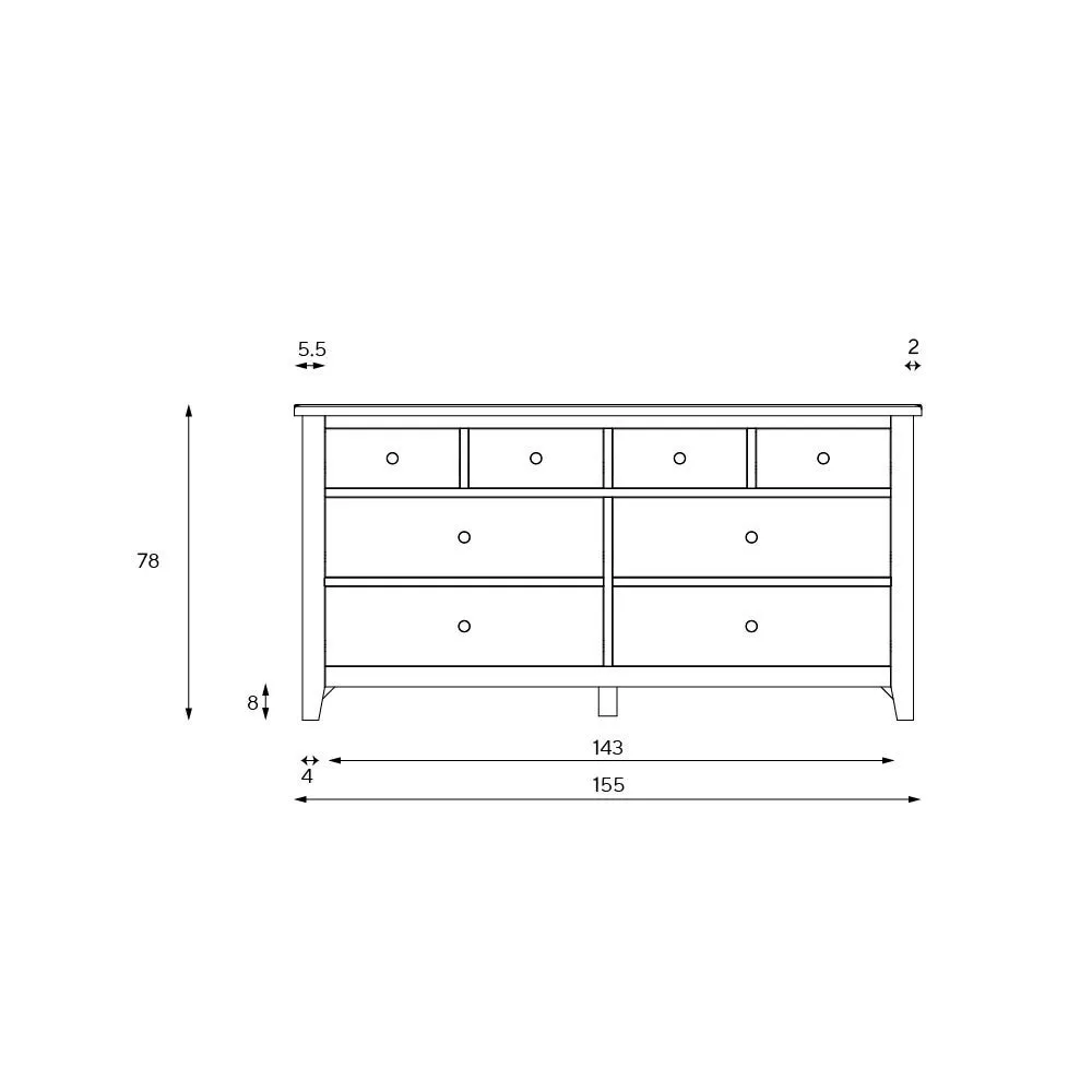 8 Drawer Chest - Pure White, Oak