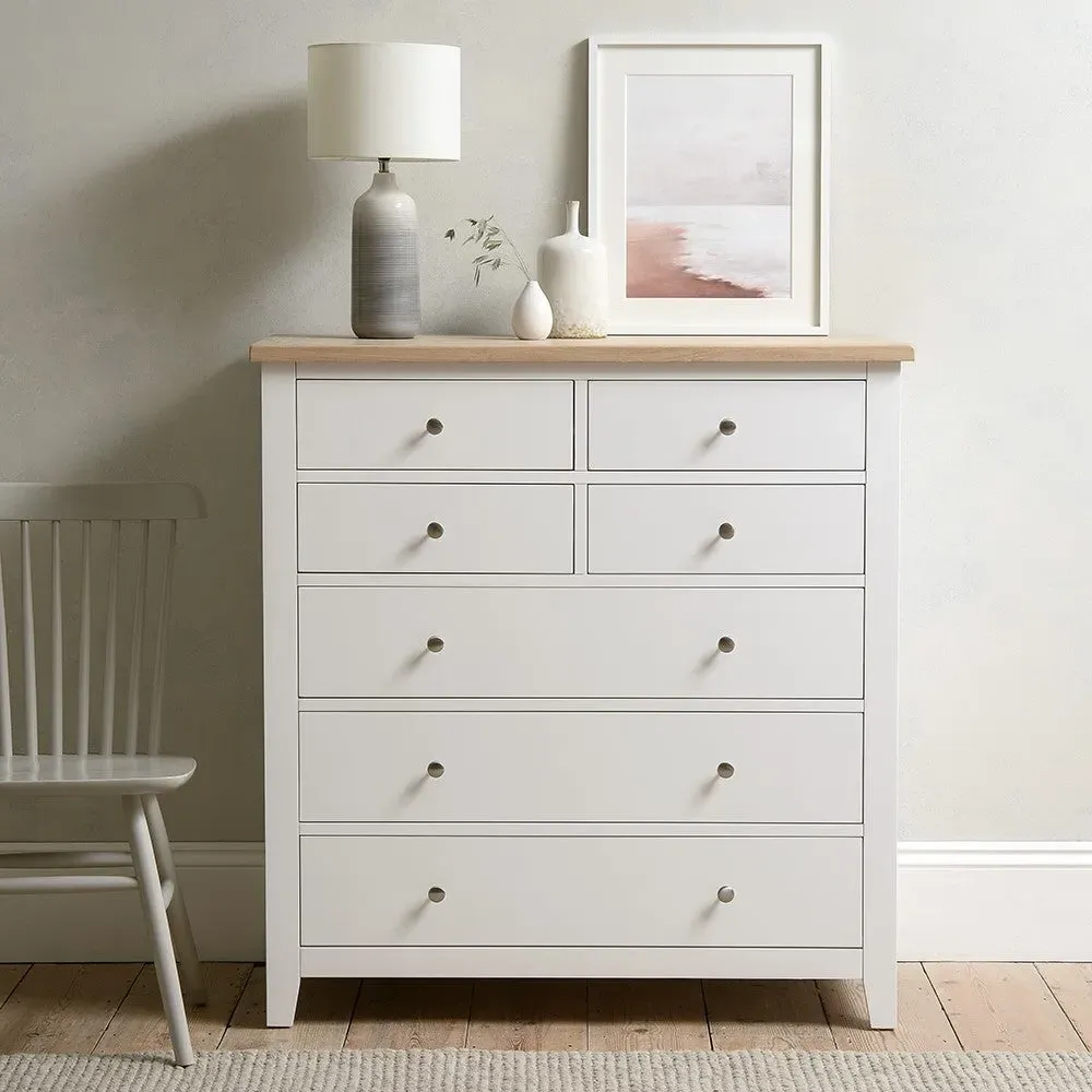 Chester 7 Drawer Chest - Pure White, Oak