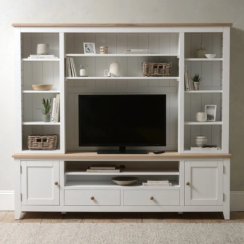 Chester Extra Large TV and Media Storage Unit - White, Oak