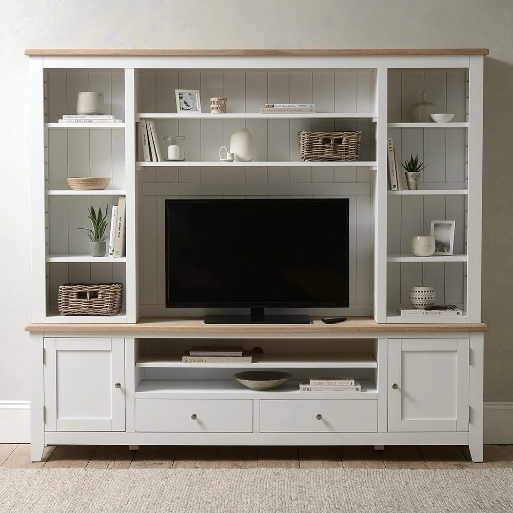 Chester Extra Large TV and Media Storage Unit - White, Oak image