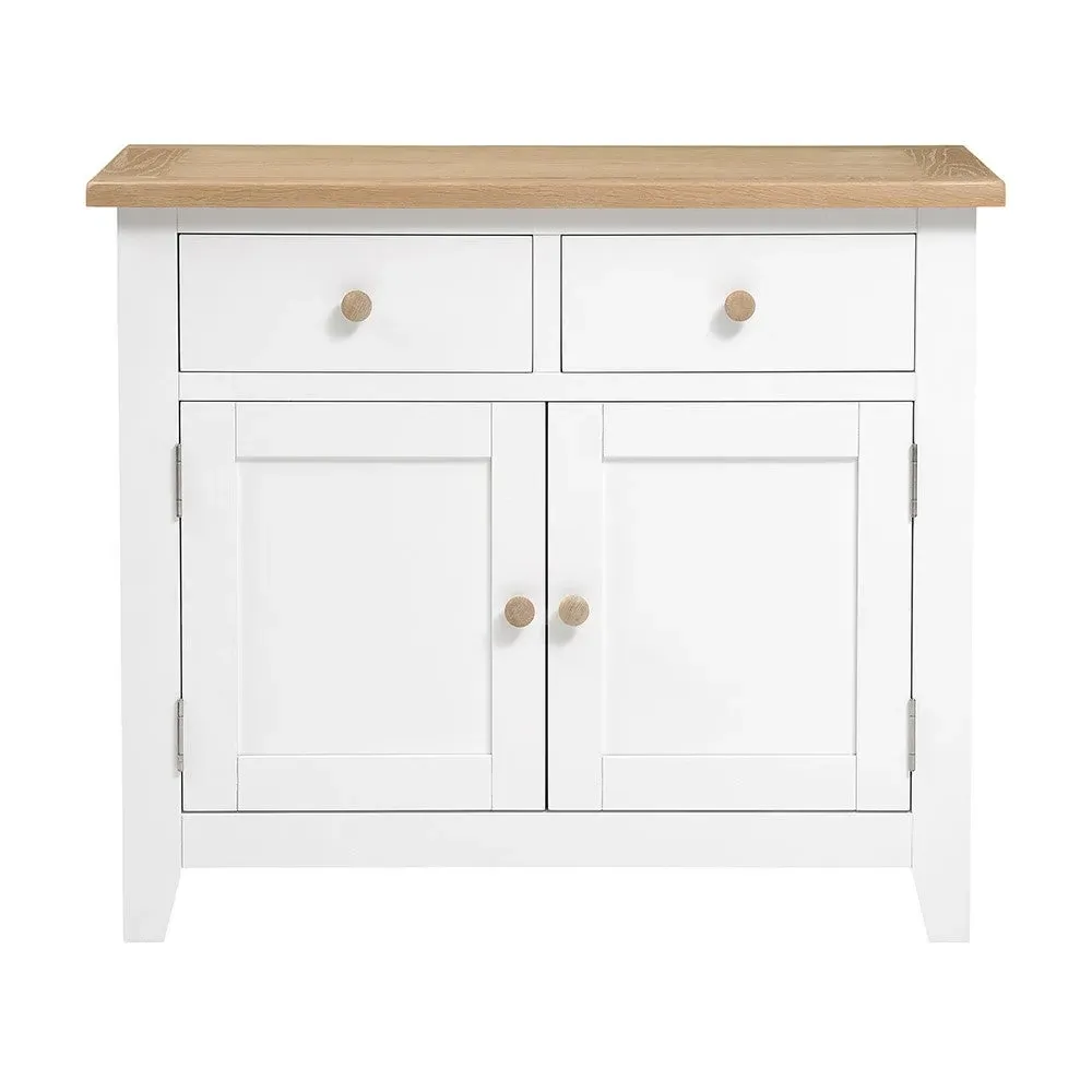 Chester Pure White Small Sideboard - White, Oak