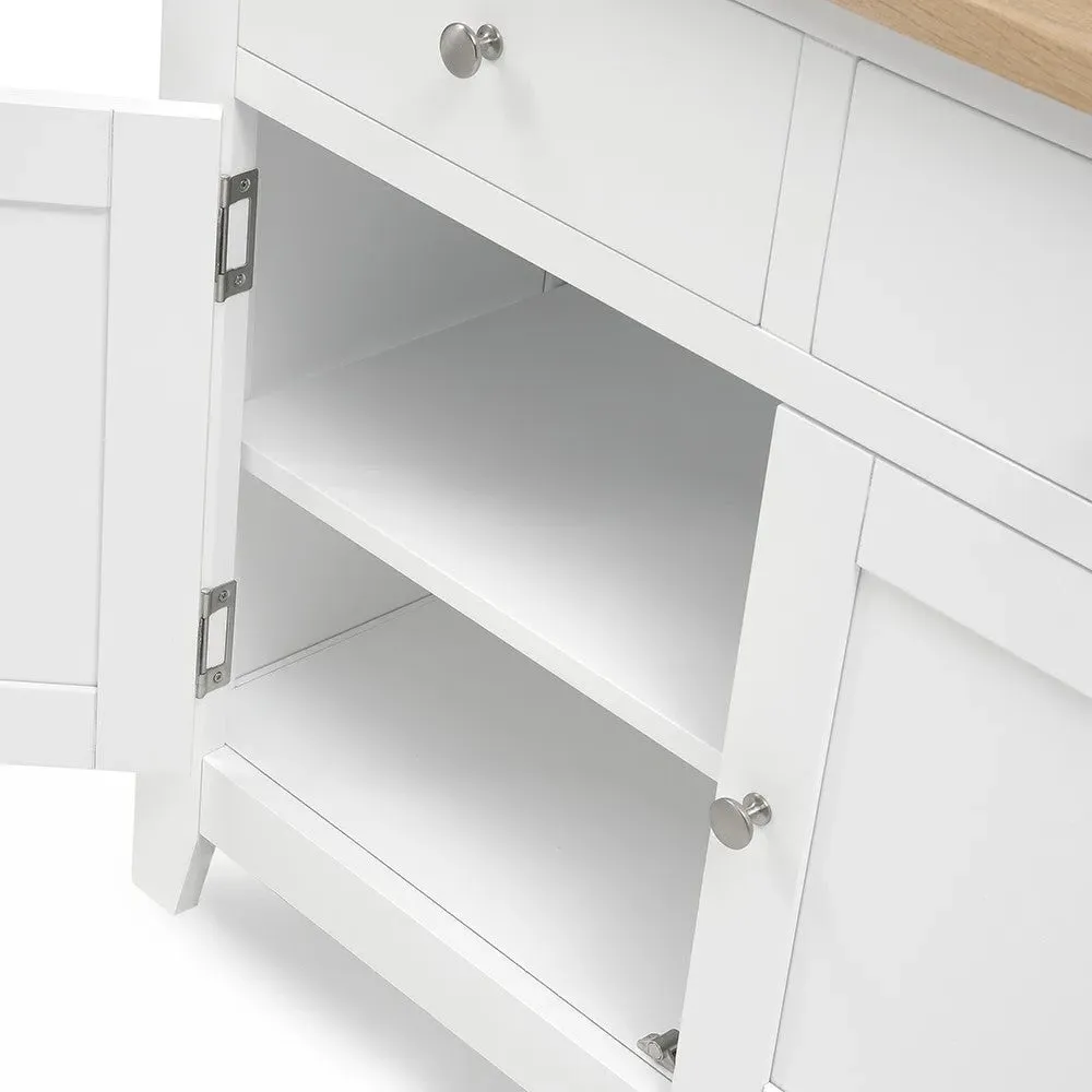 Chester Pure White Small Sideboard - White, Oak