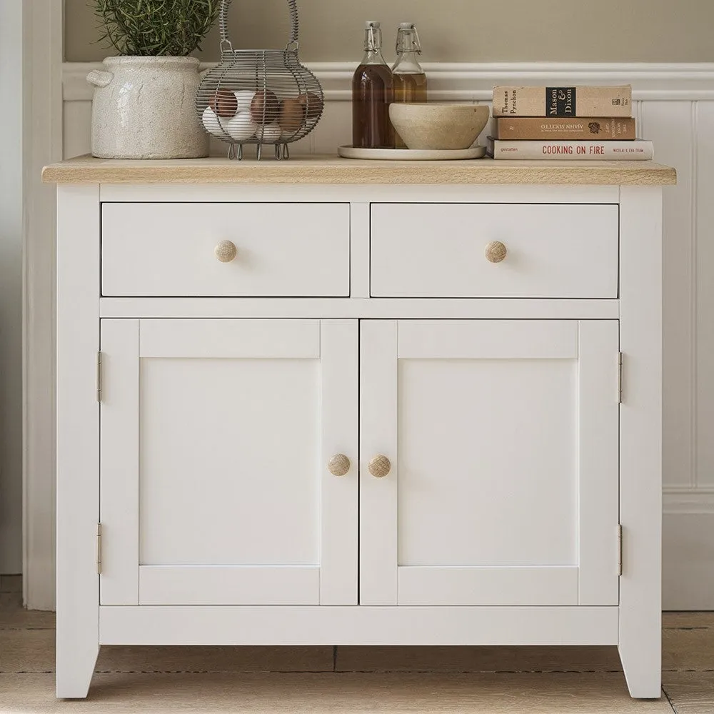 Chester Pure White Small Sideboard - White, Oak