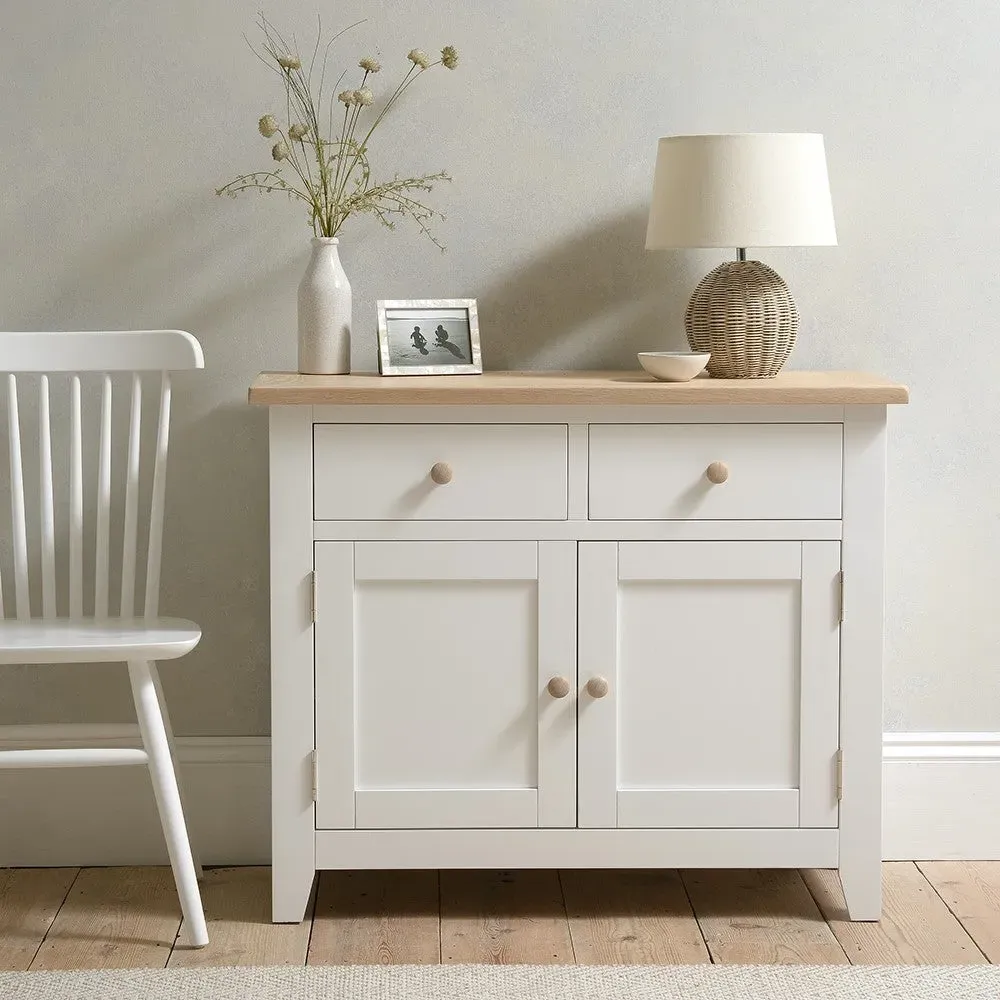 Chester Pure White Small Sideboard - White, Oak image