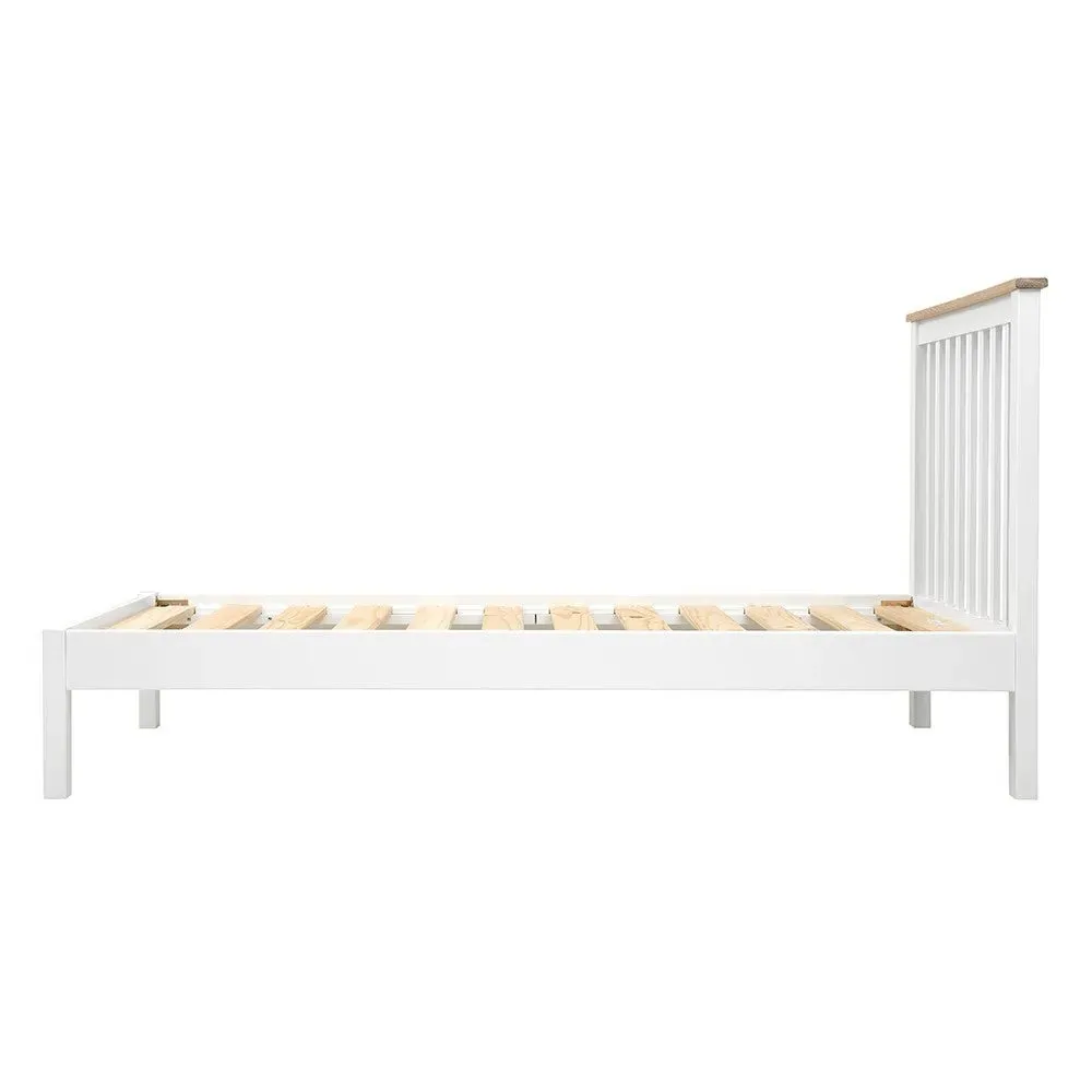 Chester Single Bed Frame - Pure White, Oak