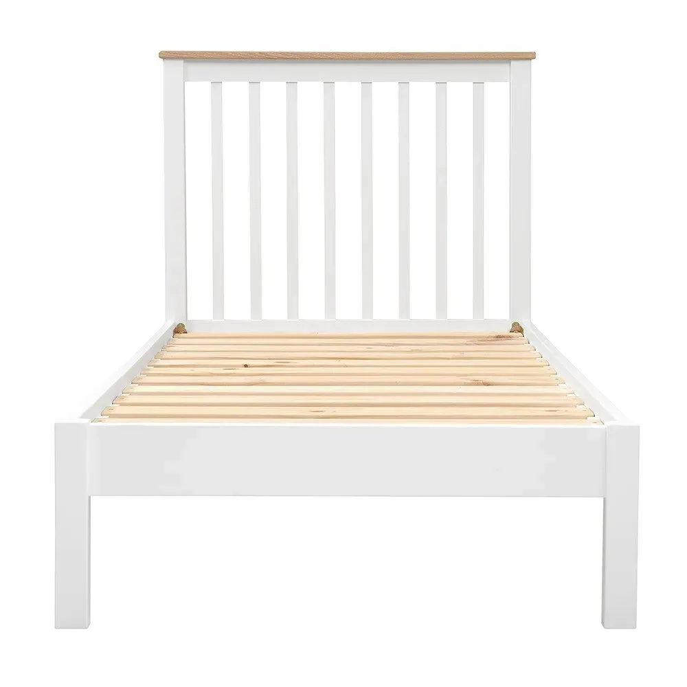 Chester Single Bed Frame - Pure White, Oak
