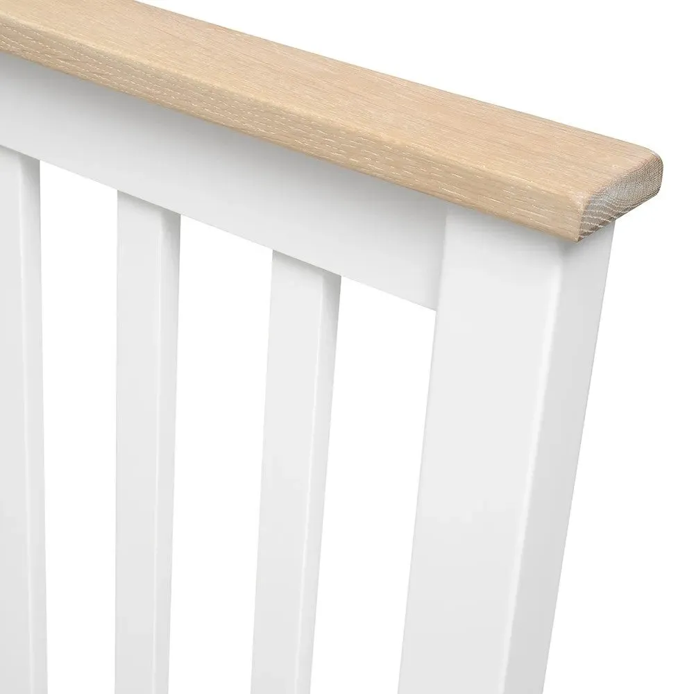 Chester Single Bed Frame - Pure White, Oak