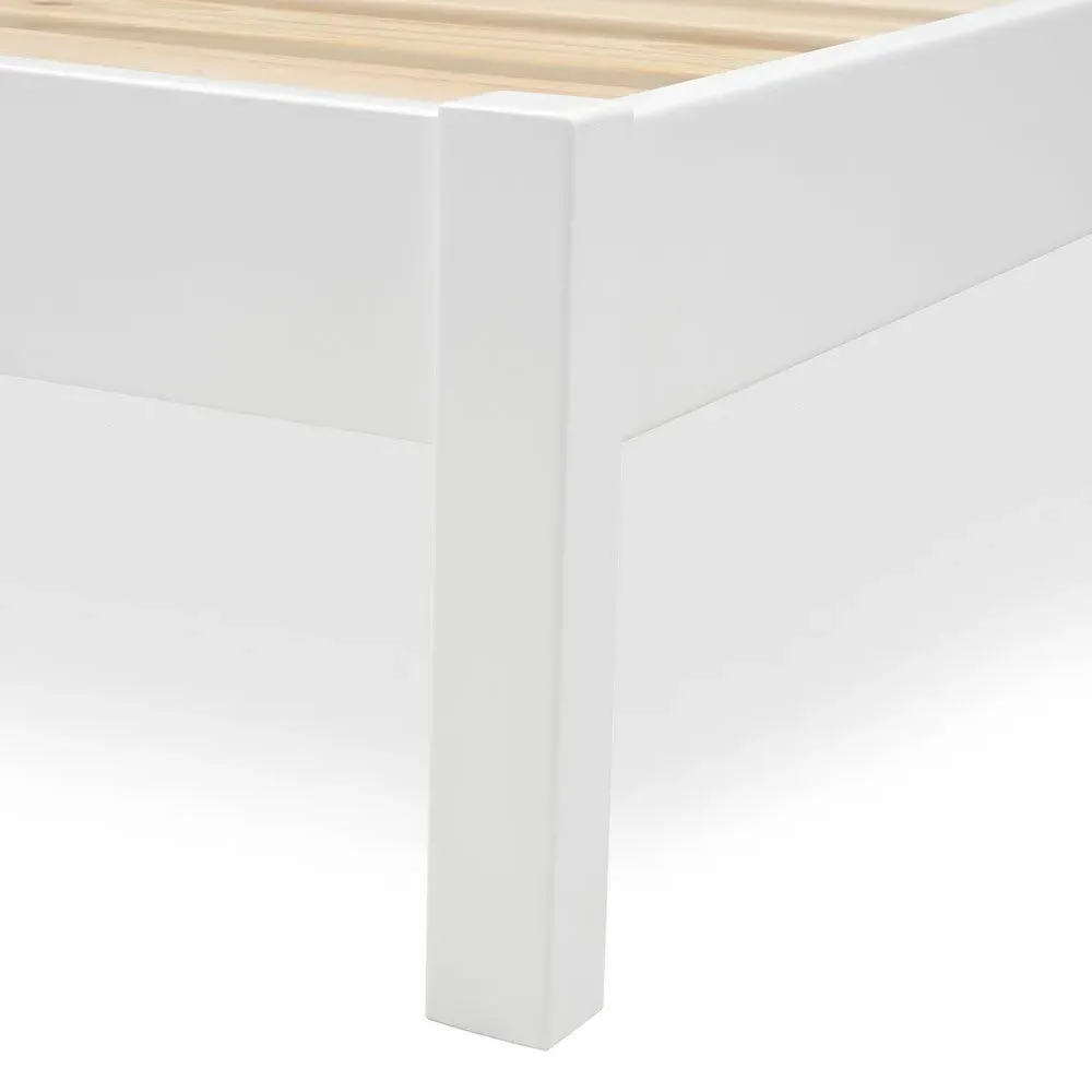 Chester Single Bed Frame - Pure White, Oak