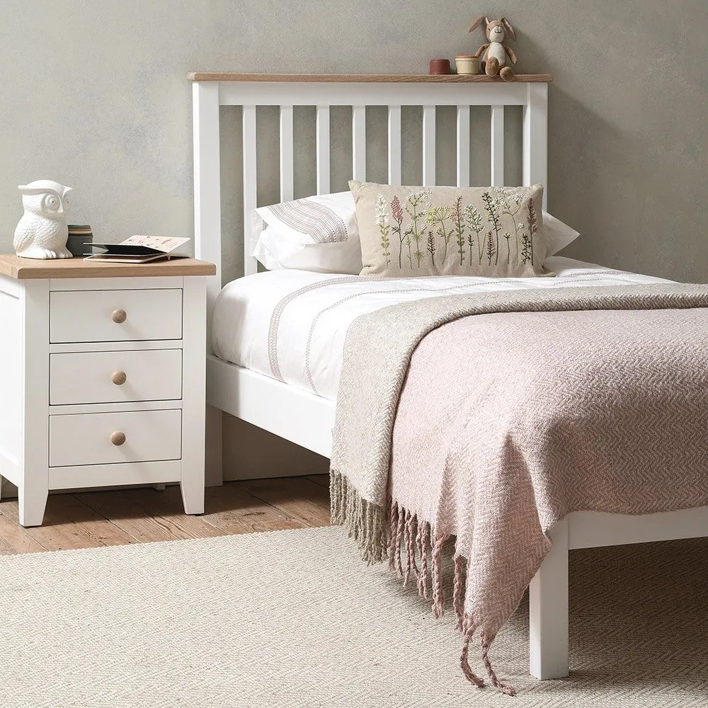Chester Single Bed Frame - Pure White, Oak