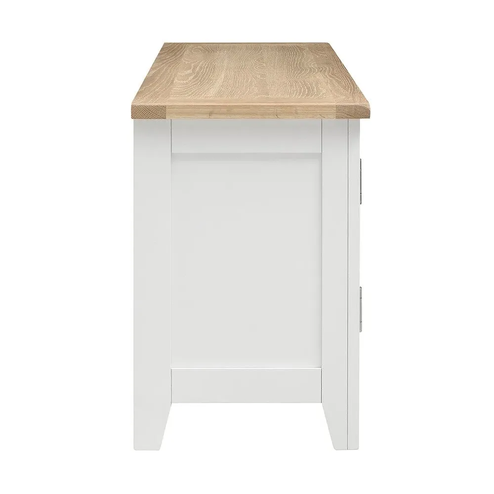 Chester TV Stand with Storage - Pure White, Oak
