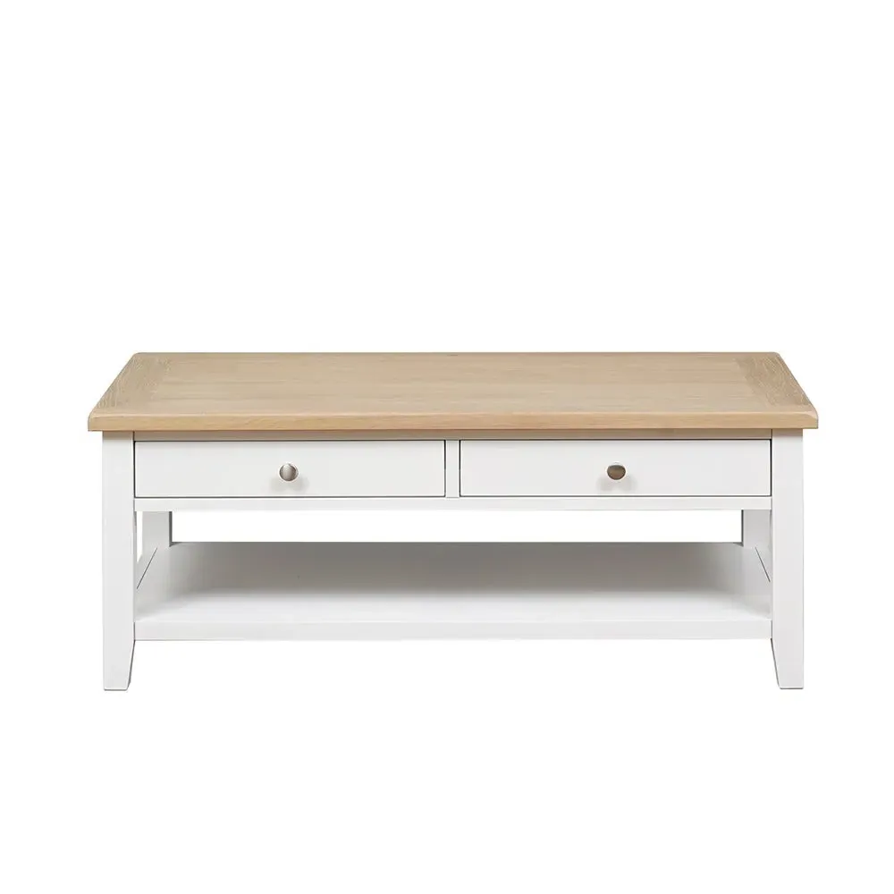 Coffee Table with Drawers - White, Oak