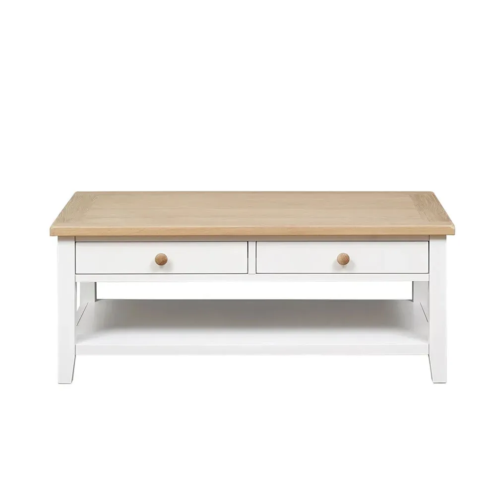 Coffee Table with Drawers - White, Oak