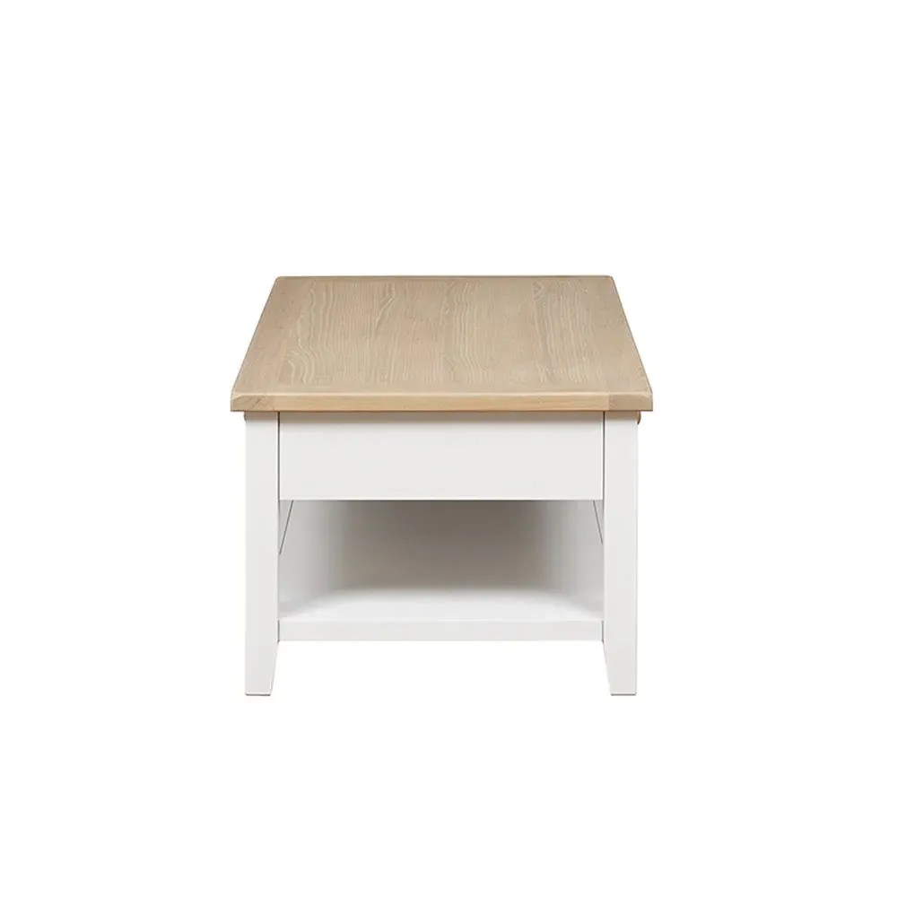 Coffee Table with Drawers - White, Oak