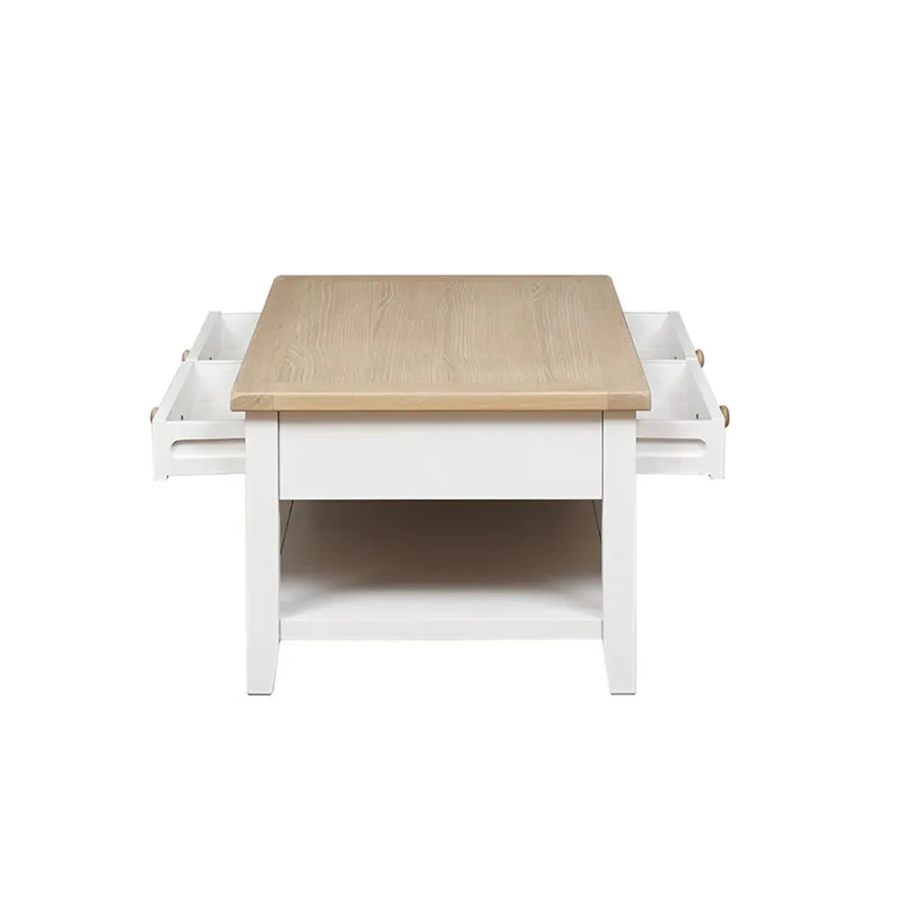 Coffee Table with Drawers - White, Oak