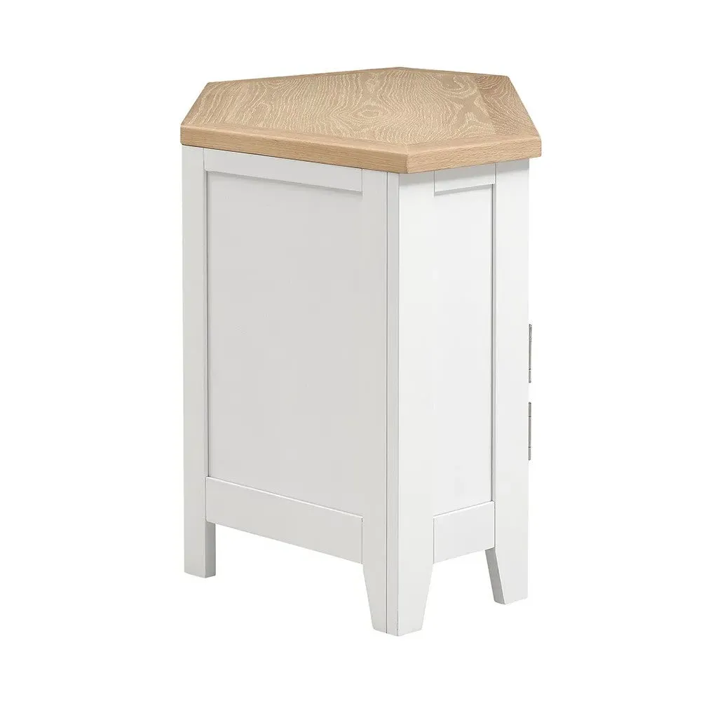 Corner TV Stand with Storage - White, Oak