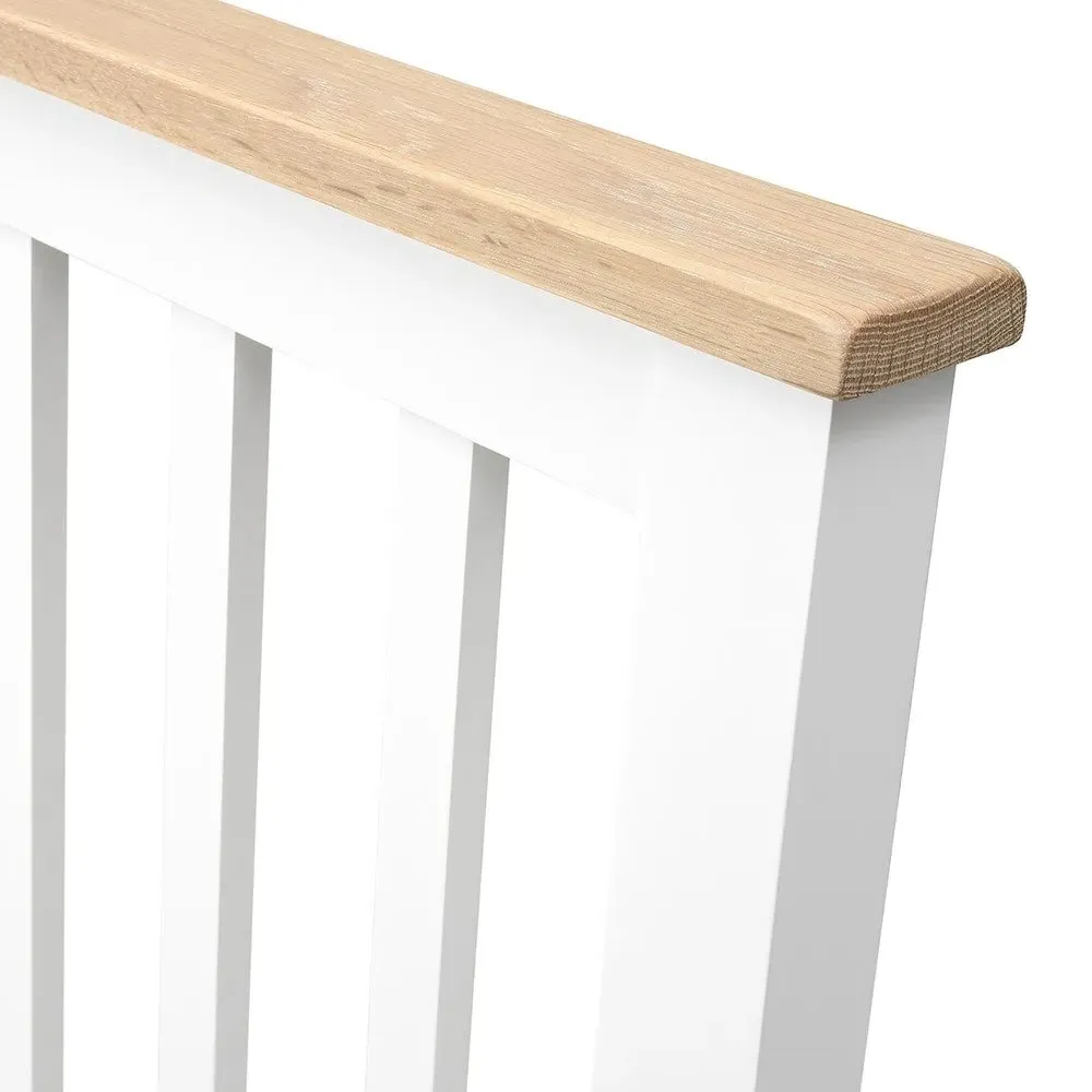 Double Bed Frame with Slatted Headboard - White, Oak