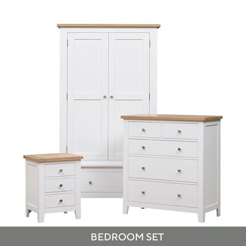 Double Wardrobe Bedroom Set - White, Oak