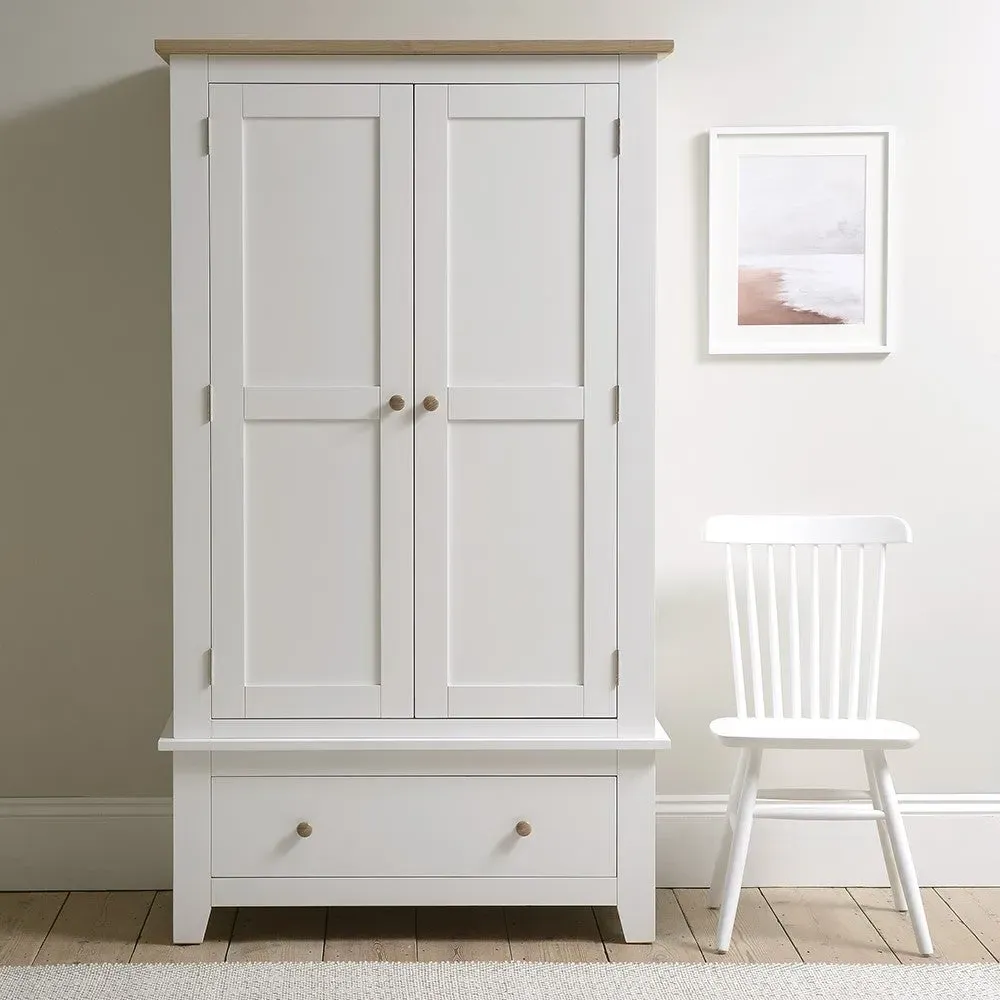 Double Wardrobe - White, Oak