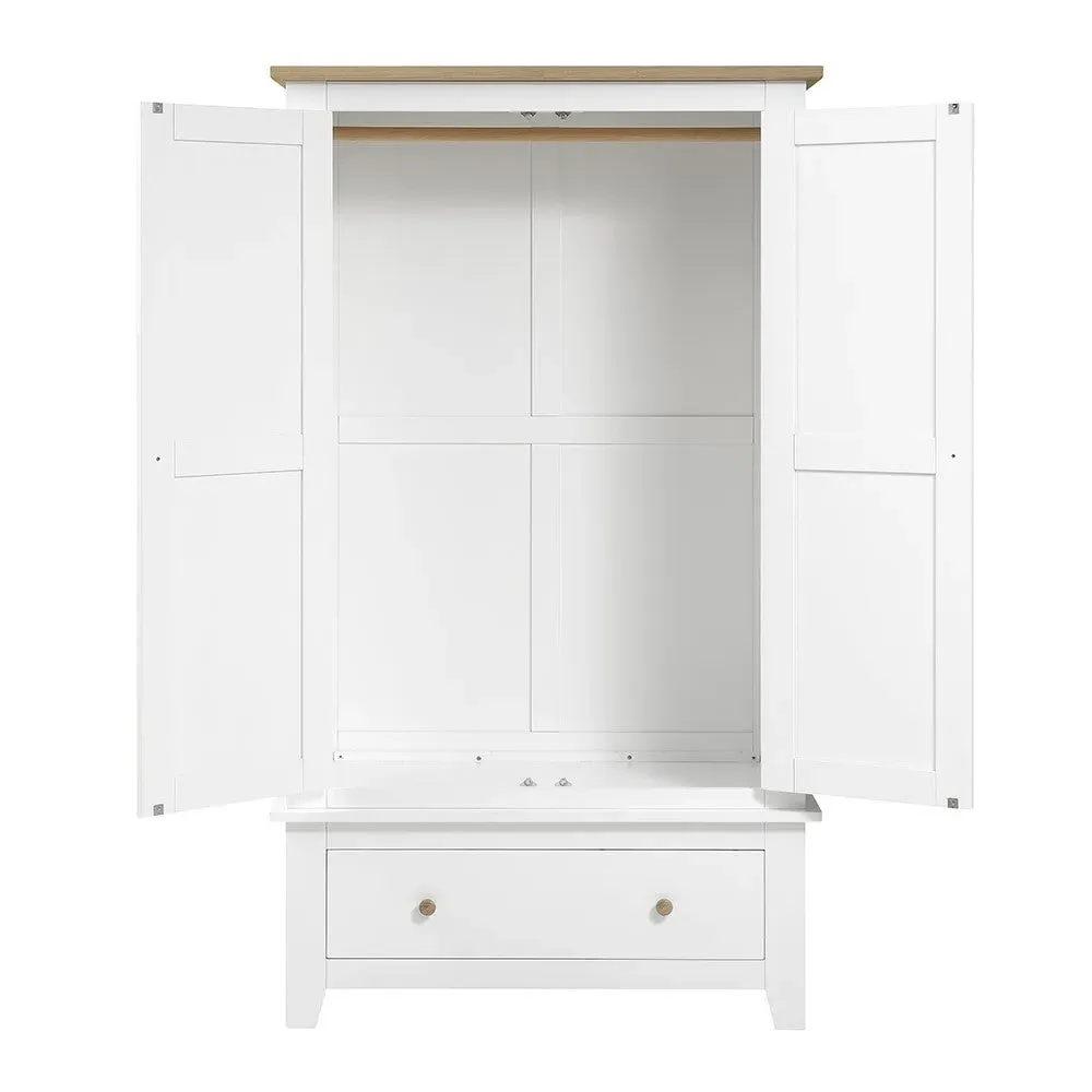 Double Wardrobe - White, Oak