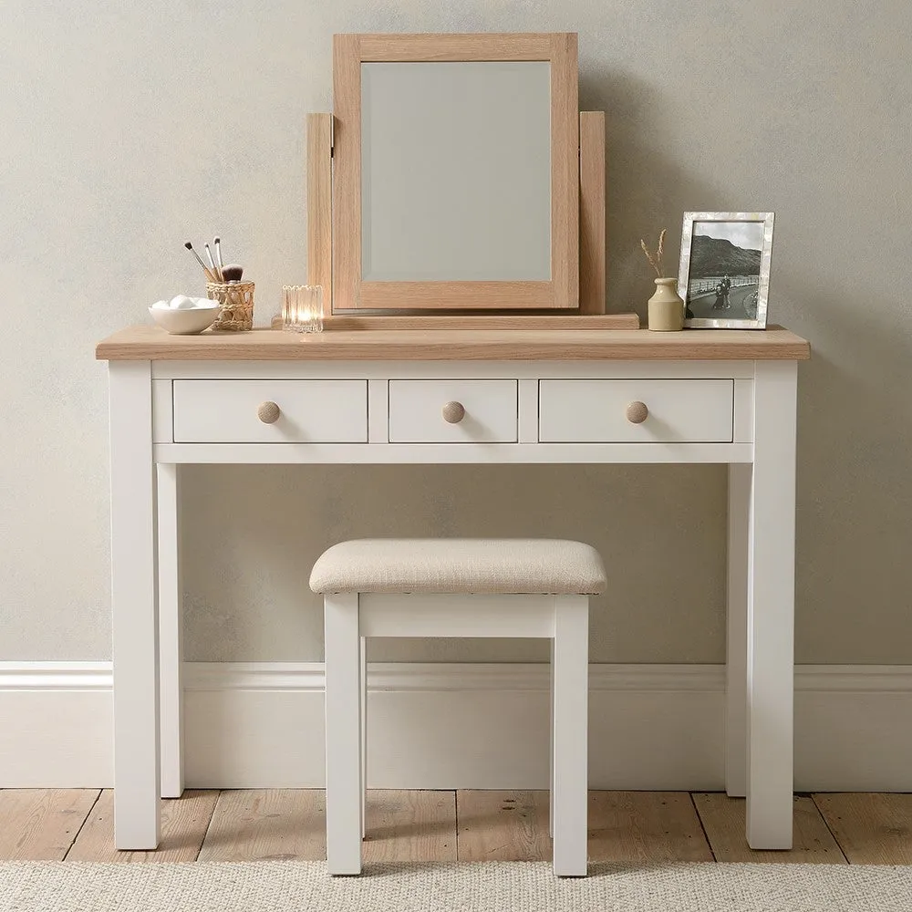 Dressing Table with 3 Drawers - White, Oak image