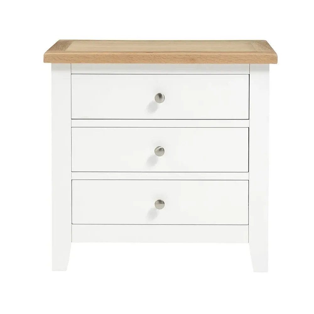 Jumbo Bedside Table with 3 Drawers - White, Oak