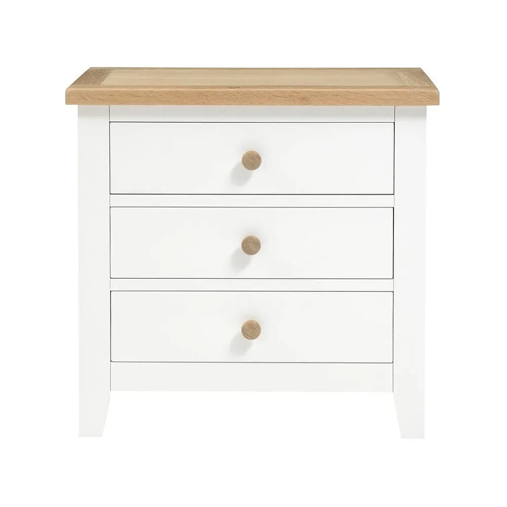 Jumbo Bedside Table with 3 Drawers - White, Oak